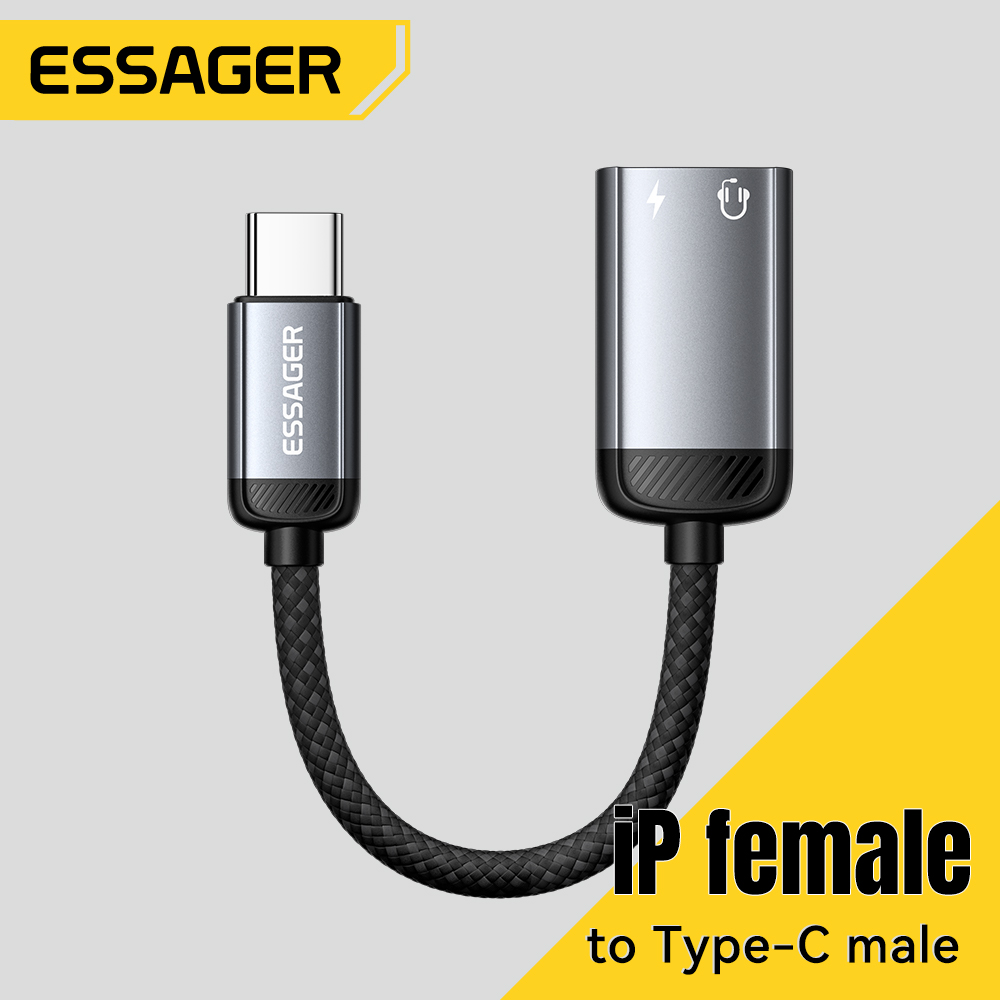Wired Earphone Lightning - Аудиоадаптер Essager Type C, кабель для